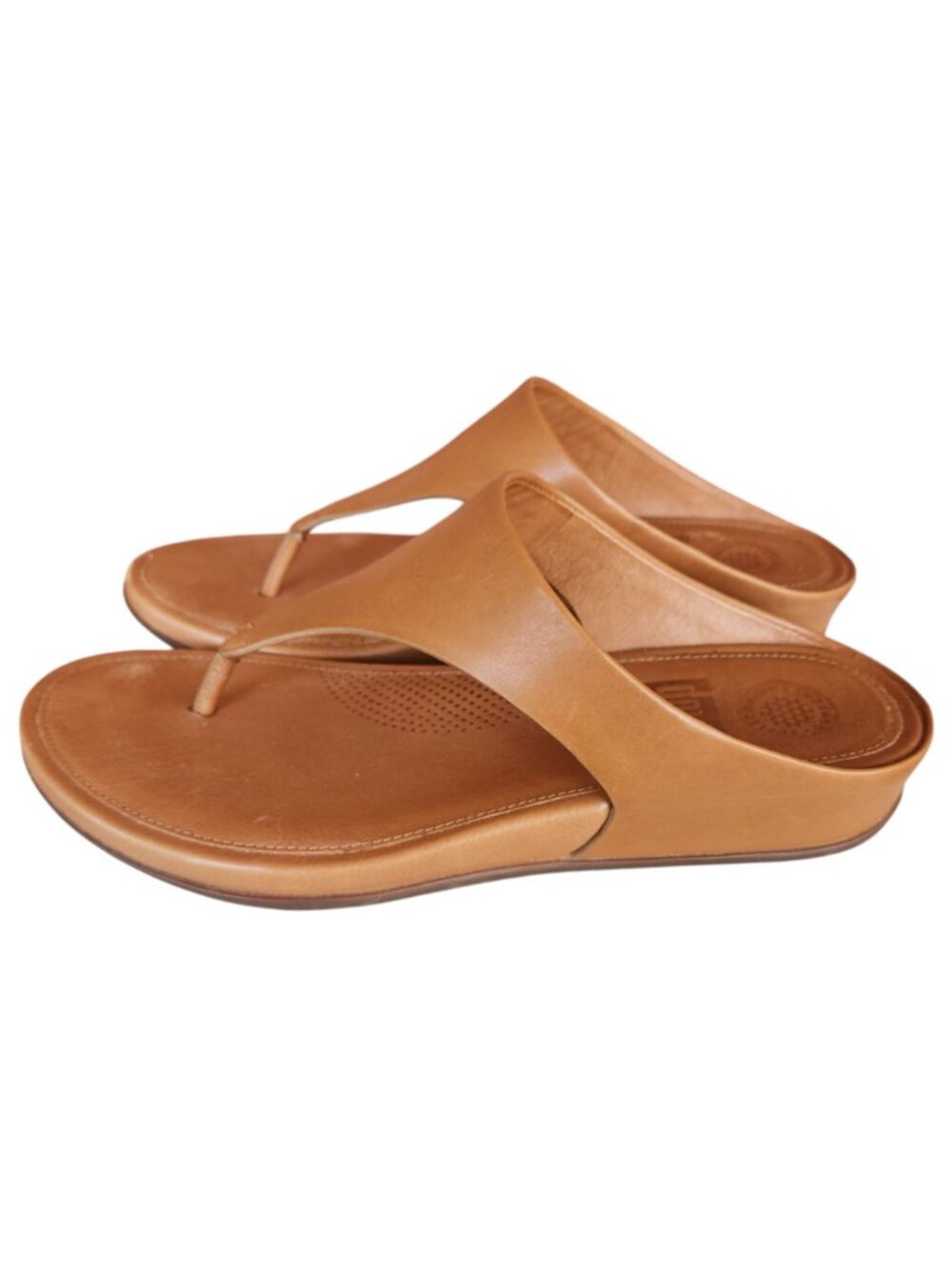 FitFlop Banda Brown Leather Toe Post Sandals Womens Size 7 Comfort Flip Flops - Picture 2 of 8